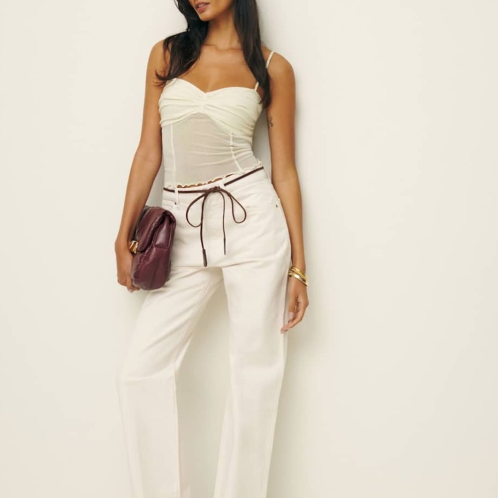 Reformation Milly Knit Top Fior Di Latte